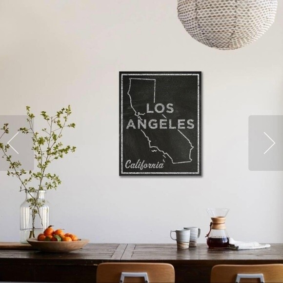 John Golden Map of Los Angeles, California Dated 2/5/15 on Wood Black and Grey - Picture 1 of 9